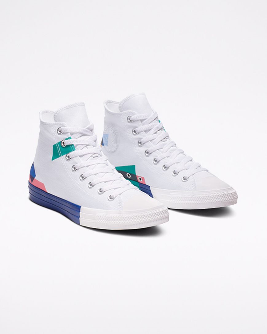 Tenis Converse Chuck Taylor All Star Space Racer High Top Cano Alto Feminino Branco Azuis Vermelhas | PT L08P15T